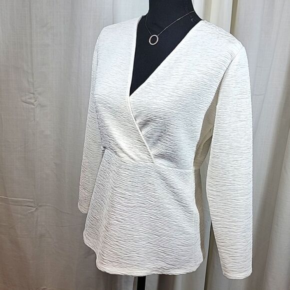 Ann Taylor Factory Off-White Faux Wrap VNeck Blouse - Picture 11 of 16